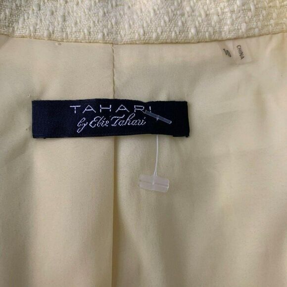 Vintage Tahari Textured Blazer Jacket 10 Yellow - Picture 6 of 6
